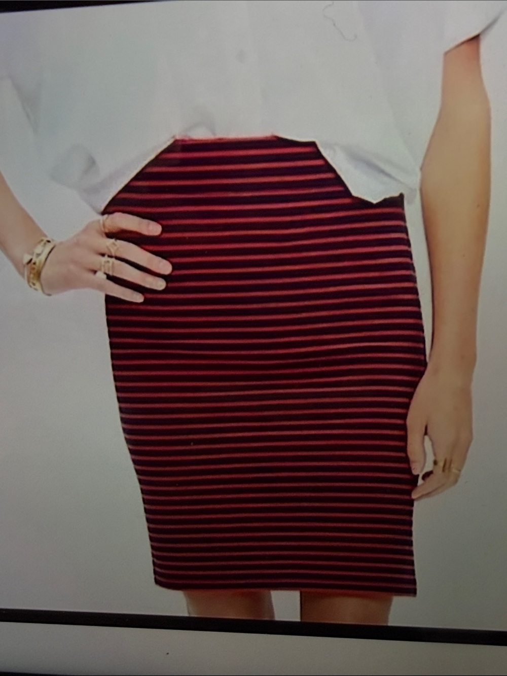 Madewell Striped Downtown Point Knit Pencil Skirt SzL